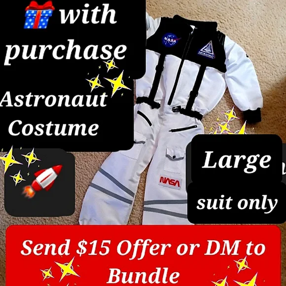 -🚀SO COOL - 👩‍🚀 NASA Astronaut Halloween Costume White suit boy /girl Large - Picture 6 of 9